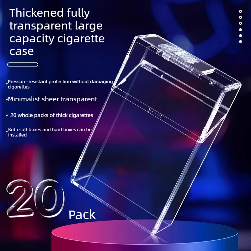 Smoking & Vaping Accessories - 透明フリップカバースライド式タバコボックスポータブル密封防水タバコケース厚みのあるソフトハード20パック喫煙ツール