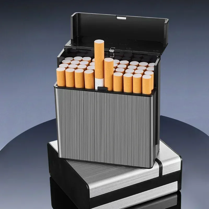 Smoking & Vaping Accessories - 40本収納可能な、携帯用スリム型アルミ製シガレットケース。通常のプラスチック製タバコホルダーとしても使用可能。収納ボックスとして、また喫煙用アクセサリーとしても。